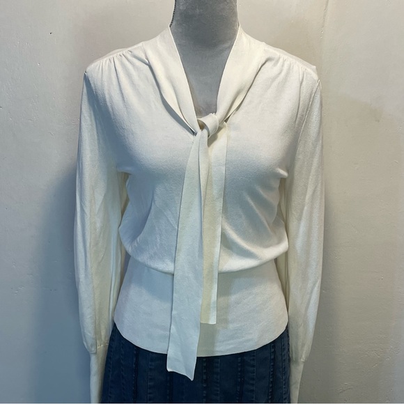Banana Republic Tops - #0255 Banana Republic Cream Sweater with Tie @ Neck Elegant and Versatile-S